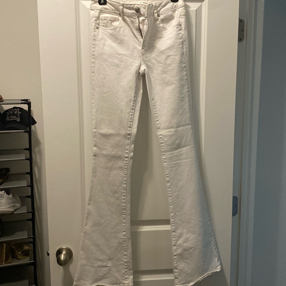 American Eagle, white flare jeans